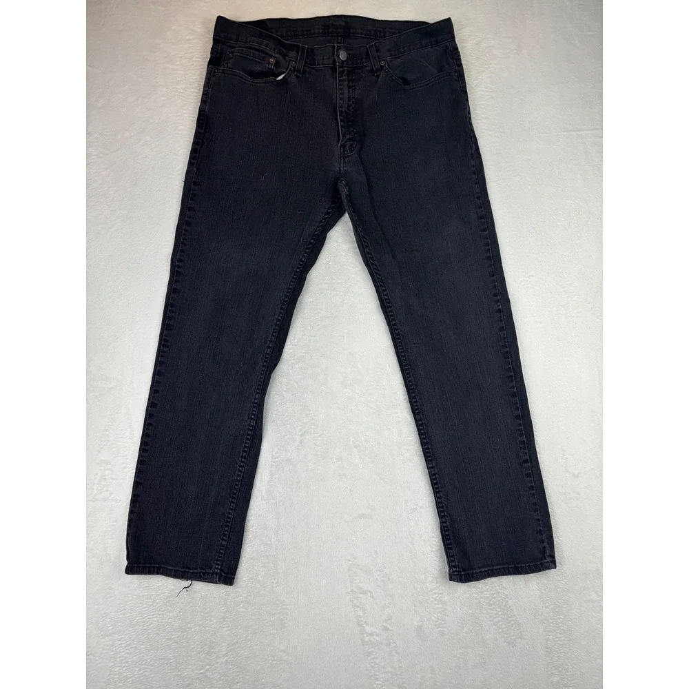 Levis 511 Mens 36x32 Jeans Black Fuzzy Faded Denim Dark Grungy Washed Pants